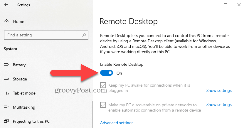 enable-remote-desktop-prepínač