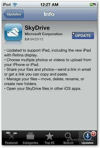 Aktualizácia aplikácie SkyDrive iOS