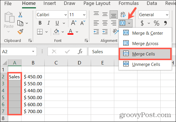 Zlúčením buniek v programe Excel otočíte text