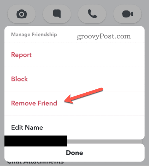 Možnosť odobrať priateľa Snapchat