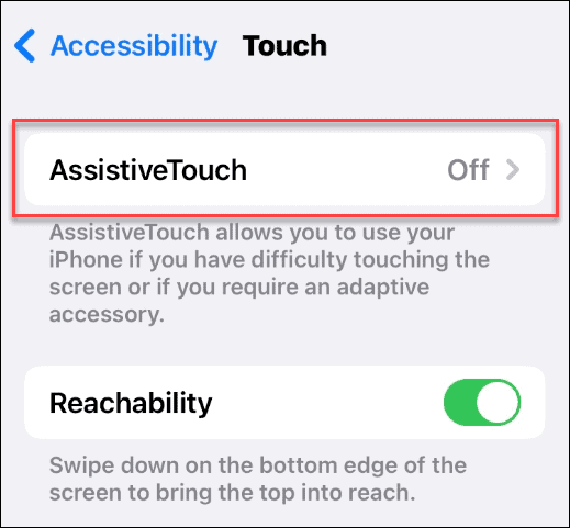 pomocná dotyková možnosť nastavenia iphone