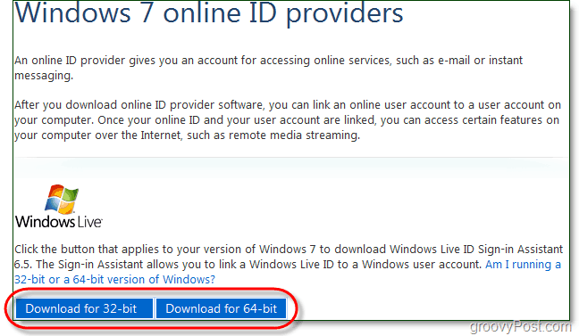 stiahnite si asistenta prihlásenia naživo id Windows 7