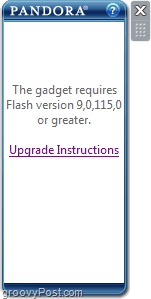 Windows Flash chyba pandora gadget Windows 7