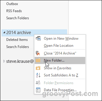 Outlook 2016 - Vytvorenie nového priečinka v súbore PST