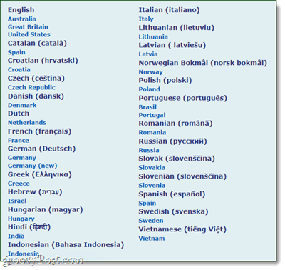 zoznam jazykov
