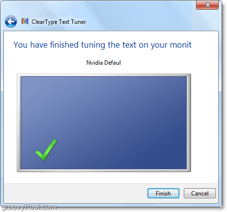 dokončenie kalibrácie tunera cleartype v systéme Windows 7 