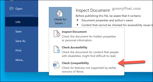 Skontrolujte kompatibilitu dokumentov vo Worde