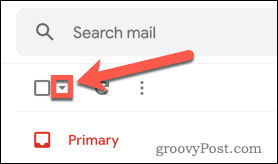 Tlačidlo Vybrať všetky možnosti e-mailu v Gmaile