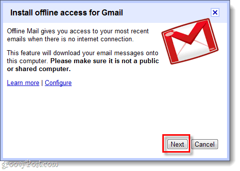 nainštalovať prístup offline pre Gmail