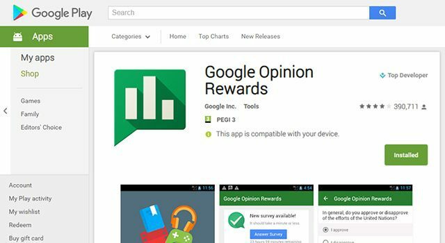 Získajte kredity Google Play zadarmo pomocou odmien spoločnosti Google Opinion