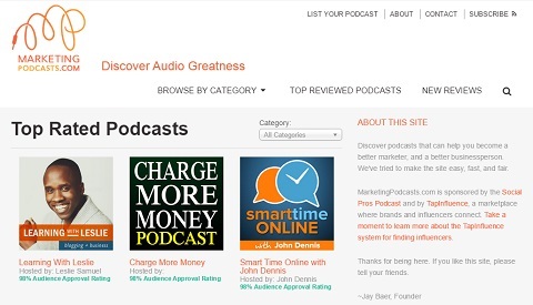 MarketingPodcasts.com je prvý a jediný vyhľadávací modul pre podcasty.