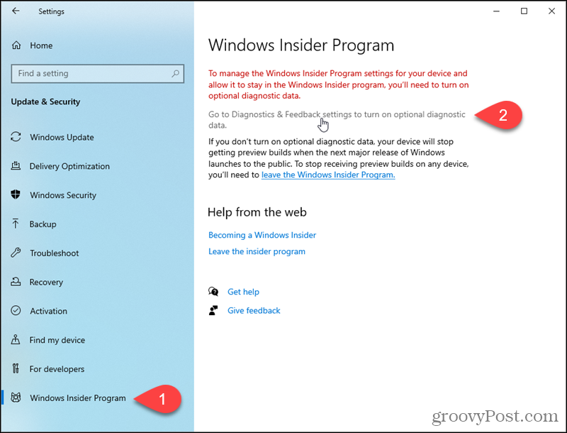 Prejdite na nastavenia diagnostiky a spätnej väzby systému Windows 10