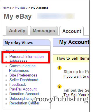eBay zmeniť osobné nastavenia účtu nastavenia hesla