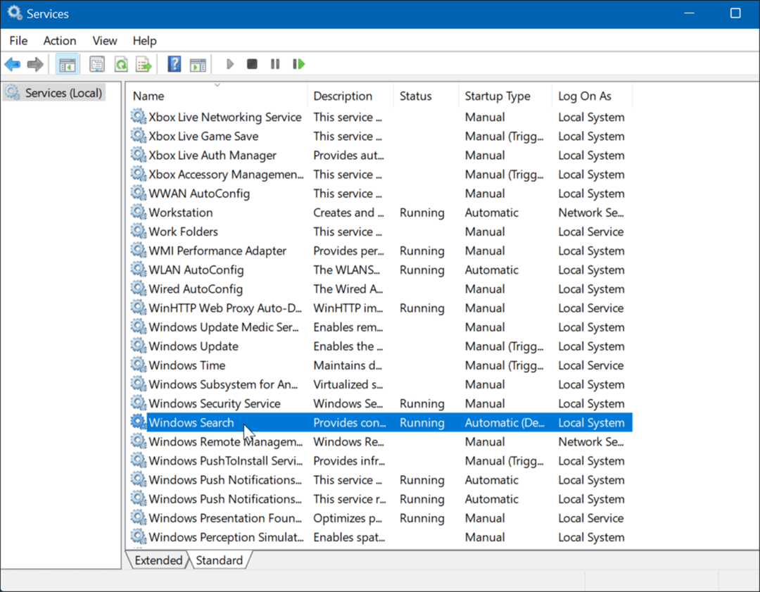 Vyhľadávacie služby systému Windows Windows 11