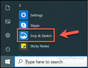 Spustenie služby Snip a Sketch v systéme Windows