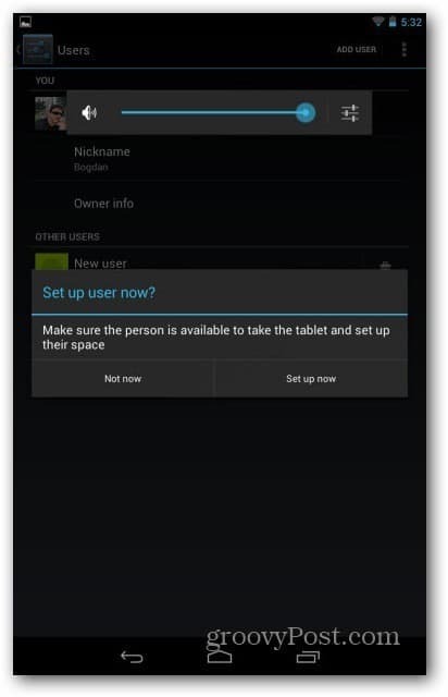 Používateľské účty Nexus 7 - teraz nastavte používateľa