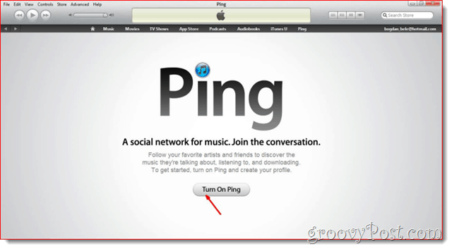 iTunes - Kliknite na položku Zapnúť príkaz ping