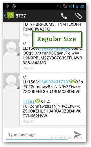 text v normálnej veľkosti pre Android