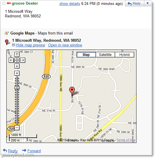 google mapy v Gmaile 