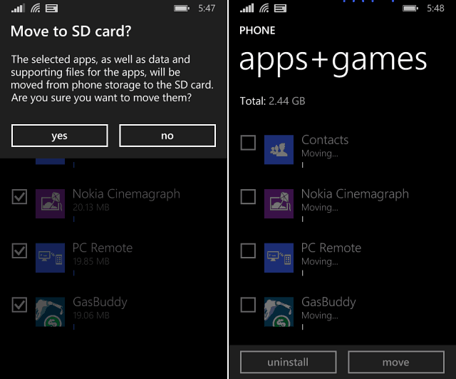 Windows Phone 8.1 Tip: Presuňte aplikácie a hry na kartu SD