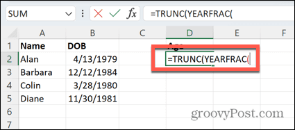 funkcia excel yearfrac