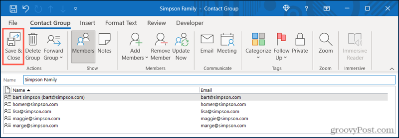 Uložte skupinu kontaktov v programe Outlook