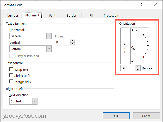Naformátujte zarovnanie buniek v programe Excel