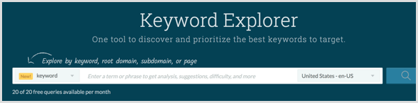 Robte prieskum kľúčových slov pomocou nástroja Moz Keyword Explorer.