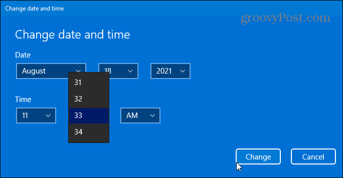 zmeniť obrazovku dátumu a času na oknách 11