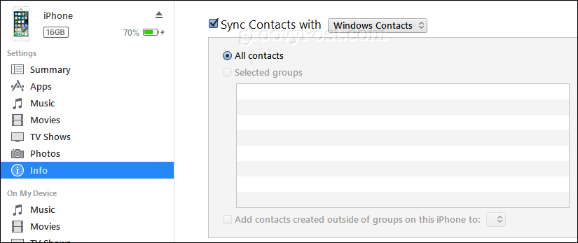synchronizujte iphone kontakty s Windows kontaktmi pomocou iTunes