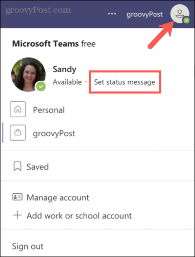 Nastavte stavovú správu v aplikácii Microsoft Teams