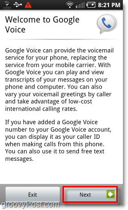 Google Voice na uvítacej obrazovke mobilu Android