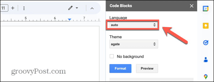 kód dokumentov Google blokuje jazyk