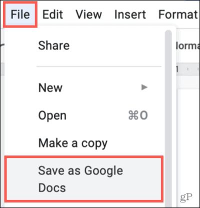 Kliknite na položku Súbor, Uložiť ako Dokumenty Google