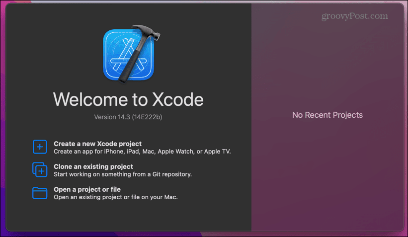 spúšťacia obrazovka xcode
