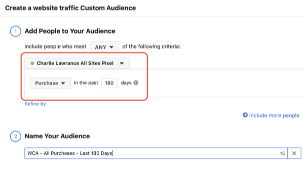 Vytvorte si podobné publikum na Facebooku, krok 2.