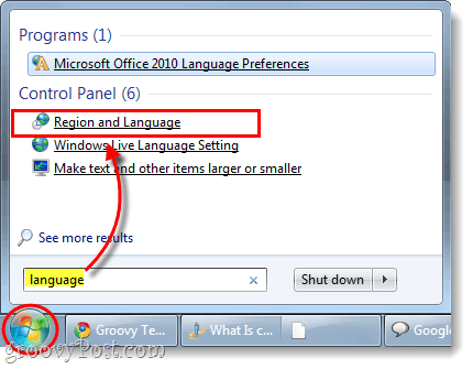 spustiť ovládací panel regiónu a jazyka v systéme Windows 7