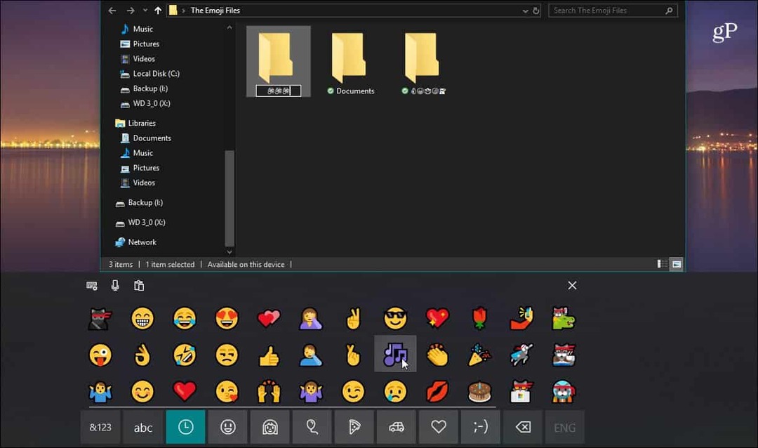 Dotknite sa Prieskumníka súborov Emoji klávesnice