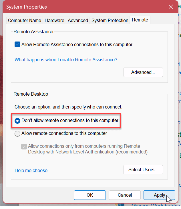 Zakážte vzdialenú plochu v systéme Windows 11