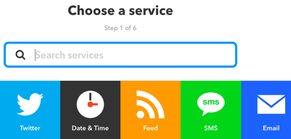 Vyberte službu pre svoj applet IFTTT.