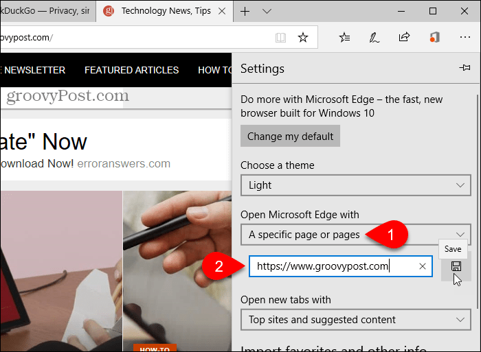 Uložte URL pre Open Microsoft Edge s možnosťou