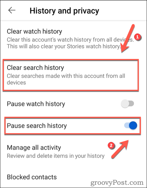 Vymazanie histórie vyhľadávania YouTube v systéme Android