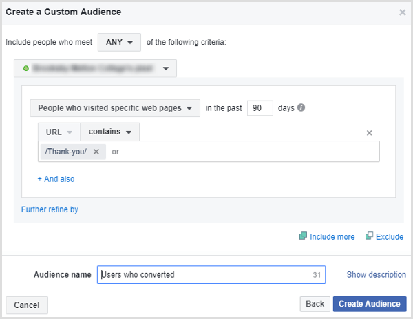 facebook vytvoriť vlastné publikum ľudí, ktorí odoslali formulár
