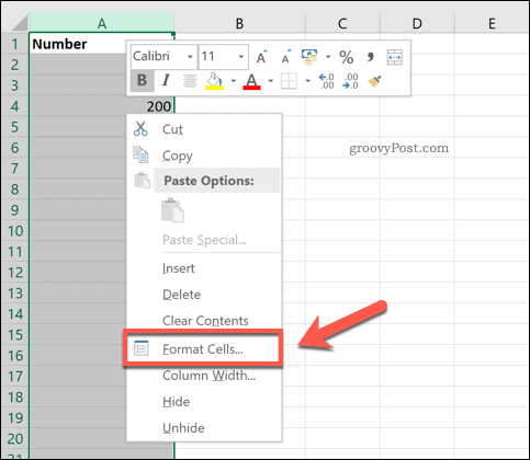Možnosť Formátovať bunky programu Excel
