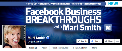 Titulná stránka Facebooku Mari Smith