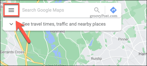 Ikona ponuky hamburger v službe Mapy Google