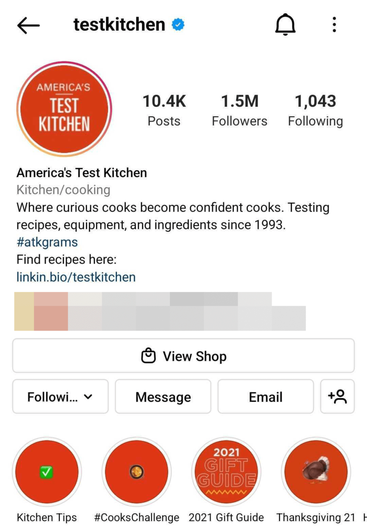 obrázok obchodného profilu na Instagrame optimalizovaného pre vyhľadávanie