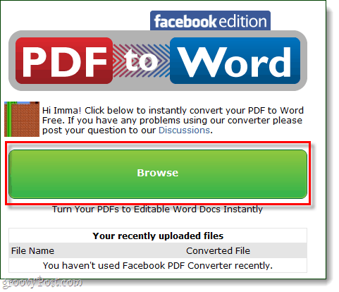 Prejdite PDF na slovo Facebook