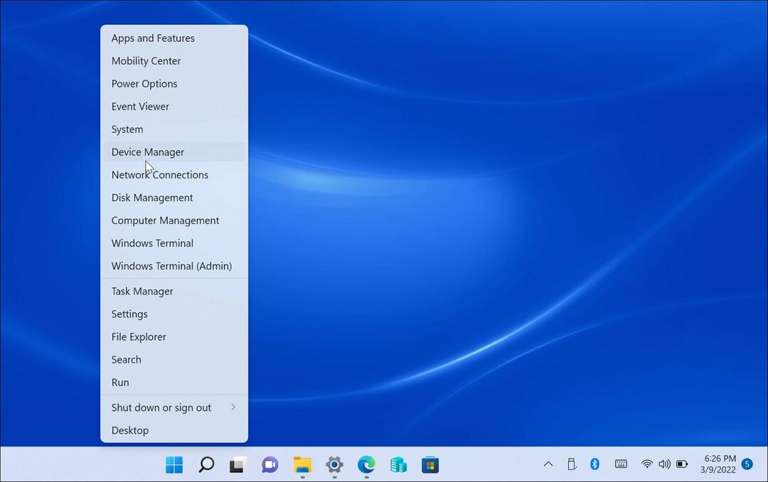menu správcu zariadení systému Windows 11