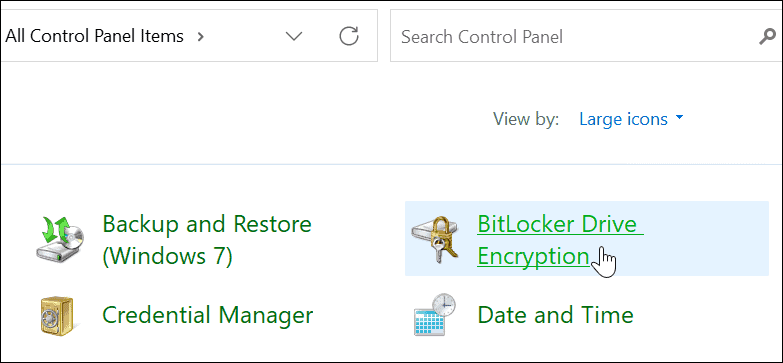 Ovládací panel zabezpečenia BitLocker
